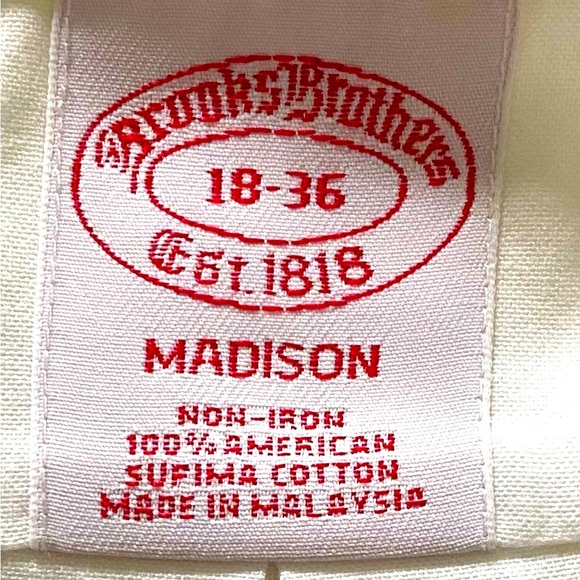 Brooks Brothers Madison Button down dress shirt white blue stripe 18/36 - Picture 7 of 7